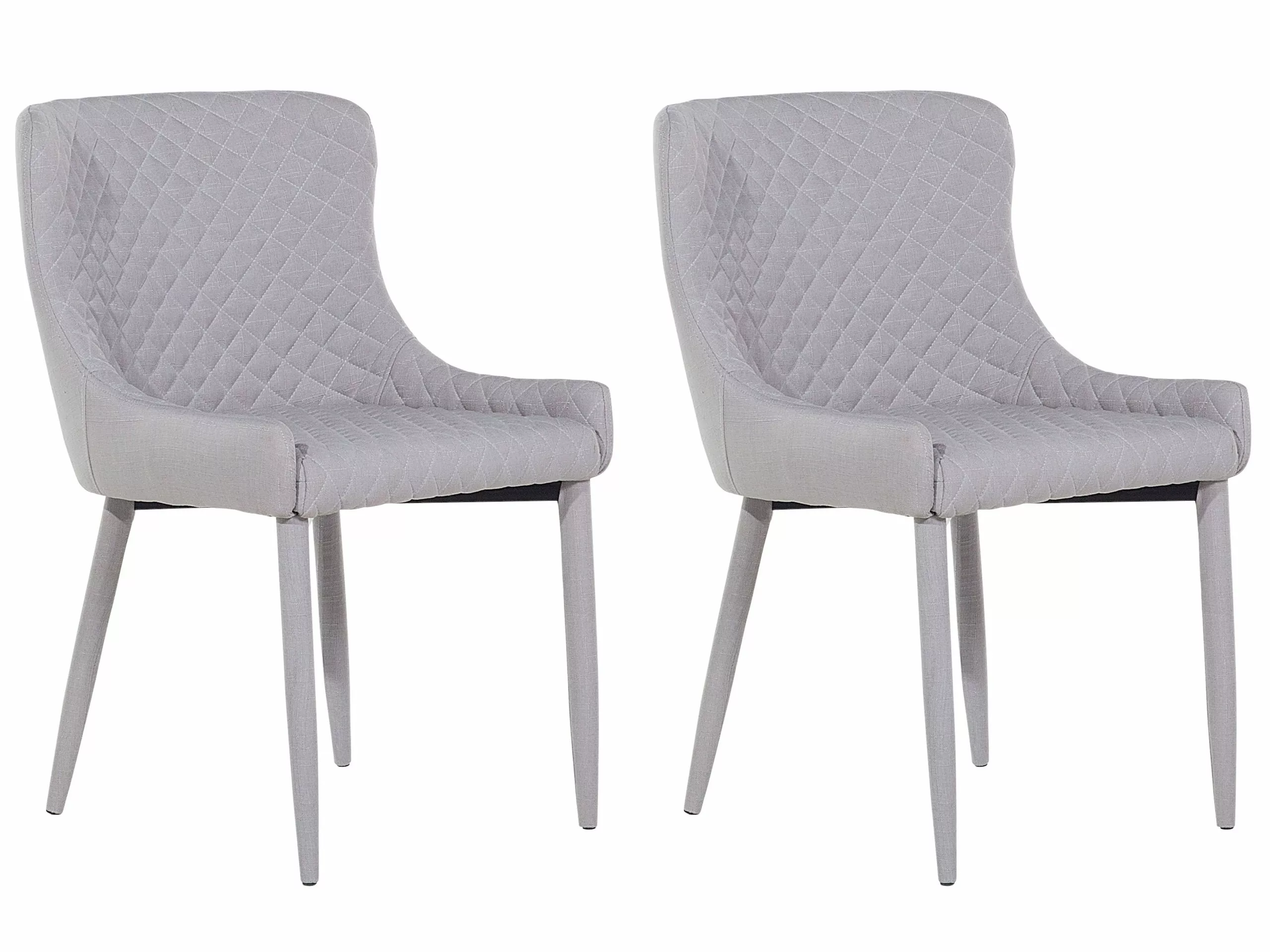 Beliani Conjunto De 2 Sillas De Comedor De Poliéster Gris Claro SOLANO 3 Beliani Conjunto De 2 Sillas De Comedor De Poliéster Gris Claro SOLANO