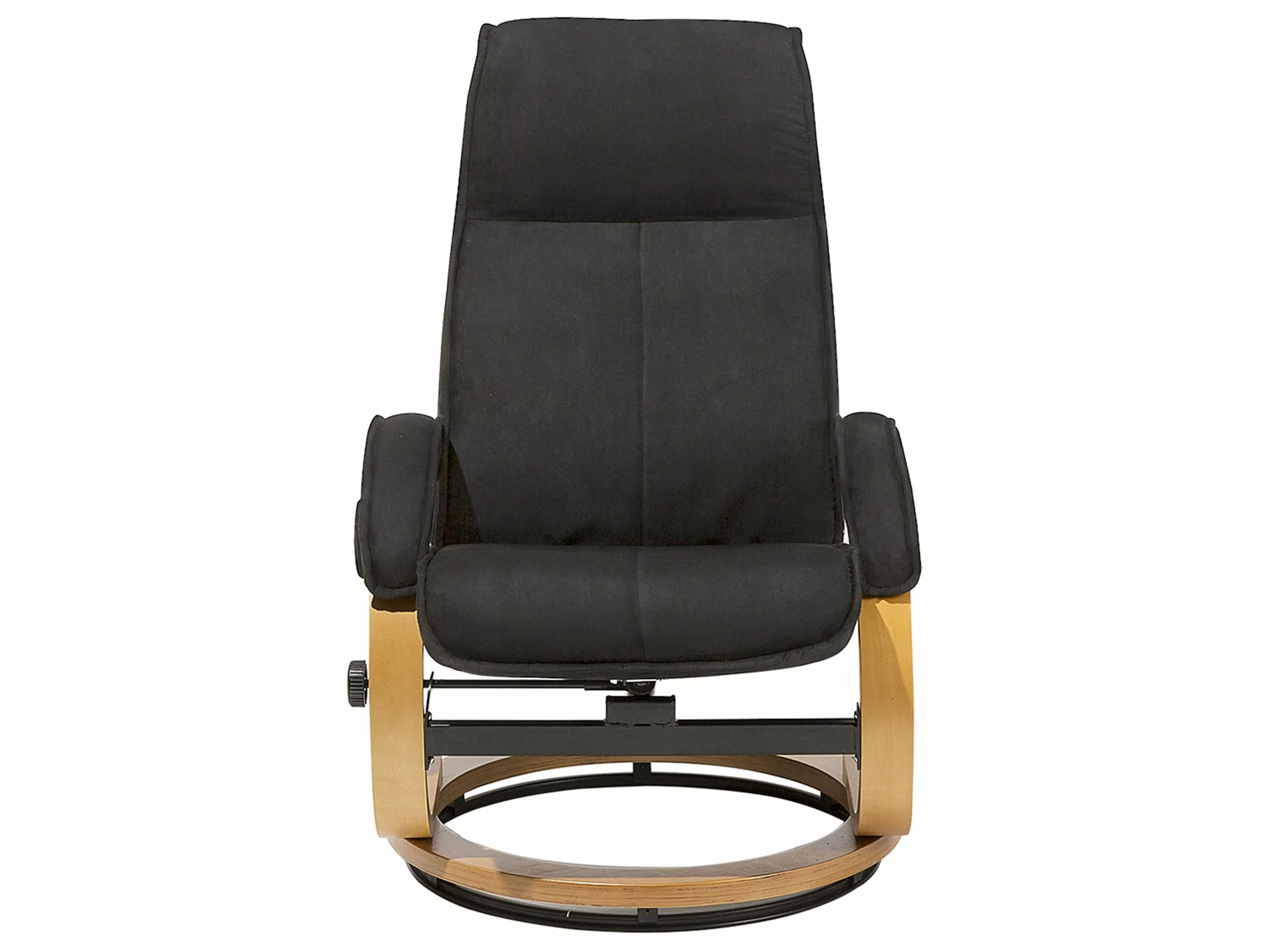 Beliani Sillón De Masaje De Poliéster Negro/madera Clara HERO - Imagen 5