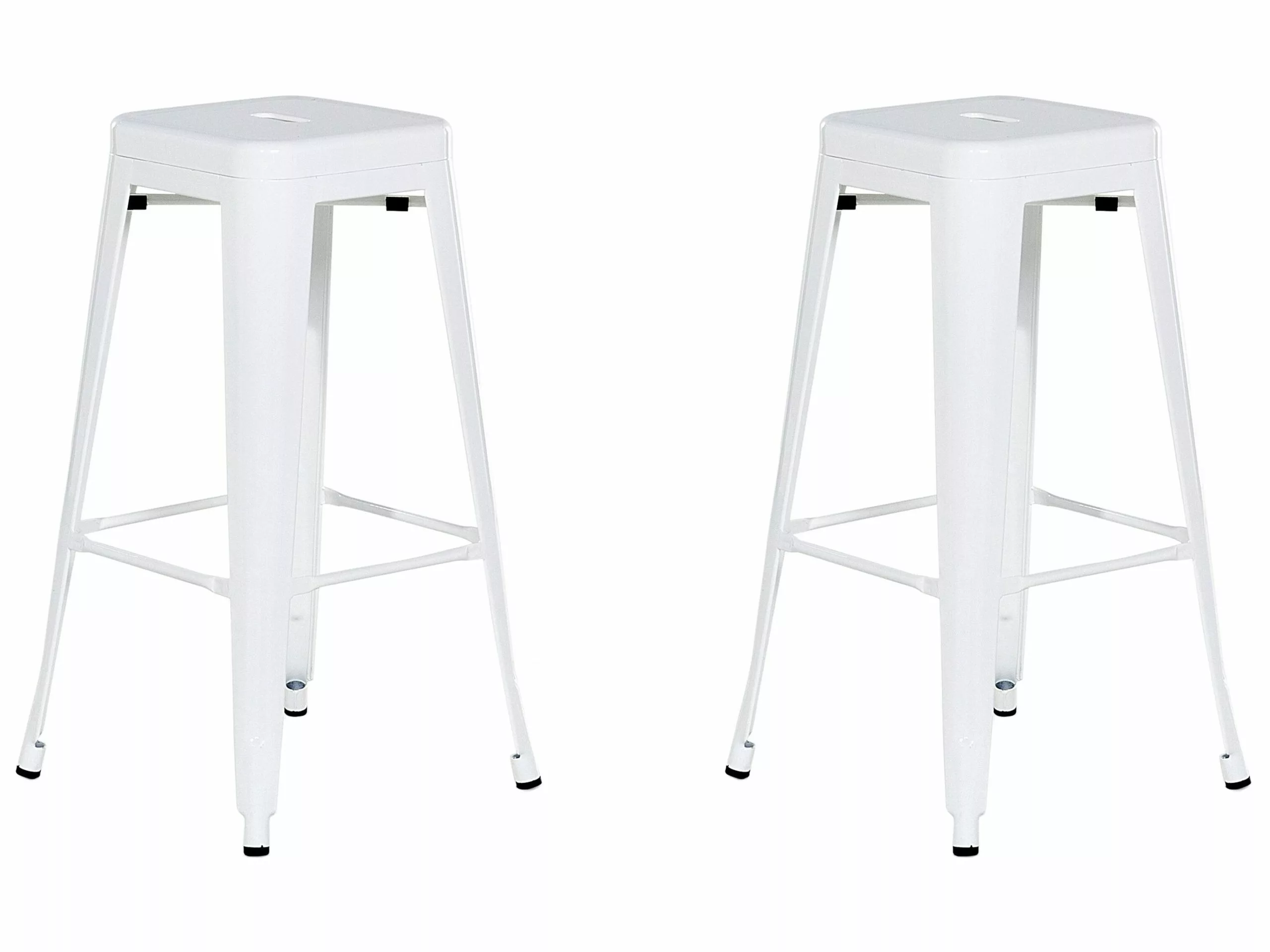 Beliani Conjunto De 2 Taburetes De Metal Blanco 76 Cm CABRILLO