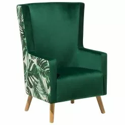 Beliani Sillón De Terciopelo Verde ONEIDA