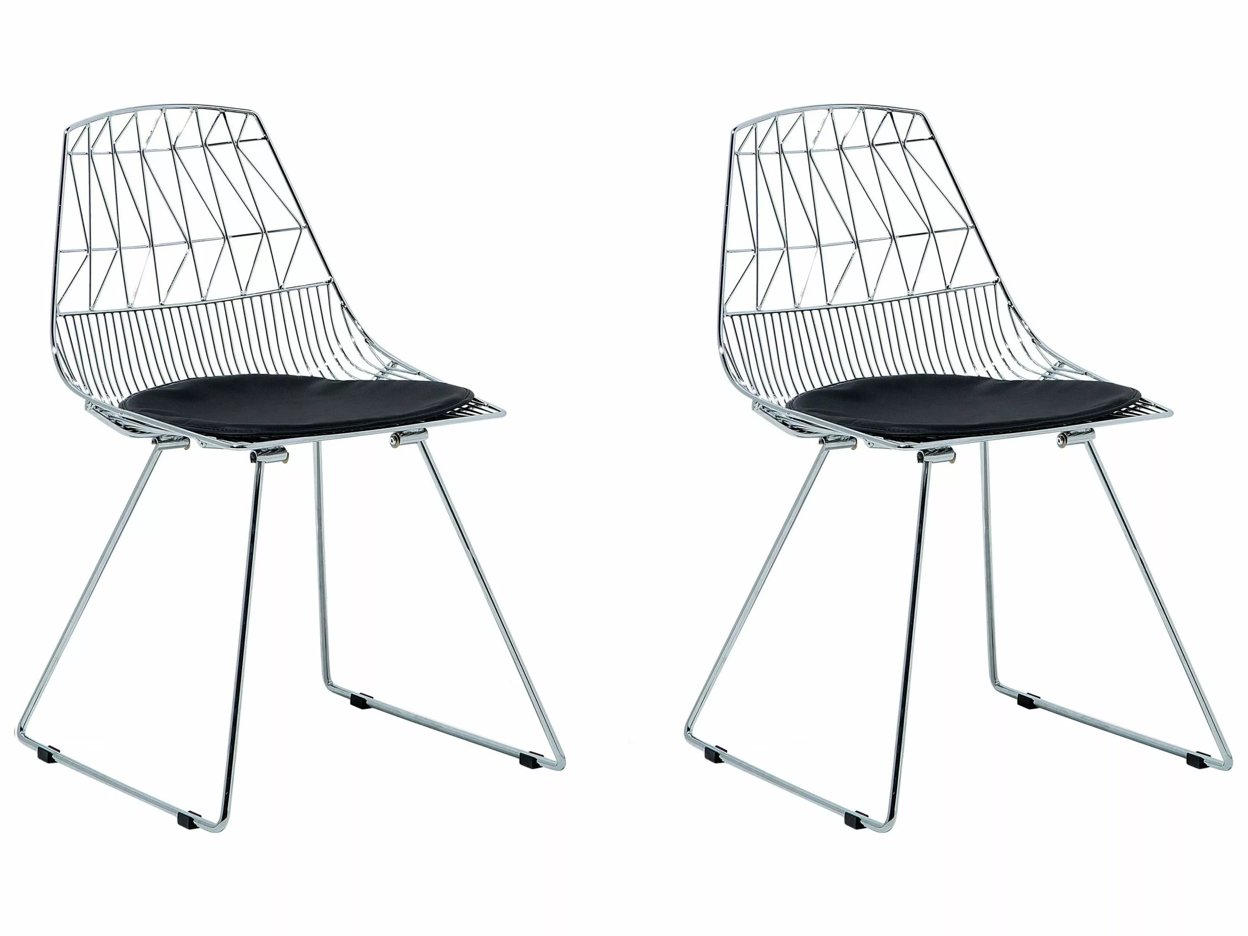 Beliani Conjunto De 2 Sillas De Comedor De Metal Plateado HARLAN 3 Beliani Conjunto De 2 Sillas De Comedor De Metal Plateado HARLAN