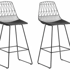 Beliani Conjunto De 2 Sillas De Bar De Metal Negro PRESTON