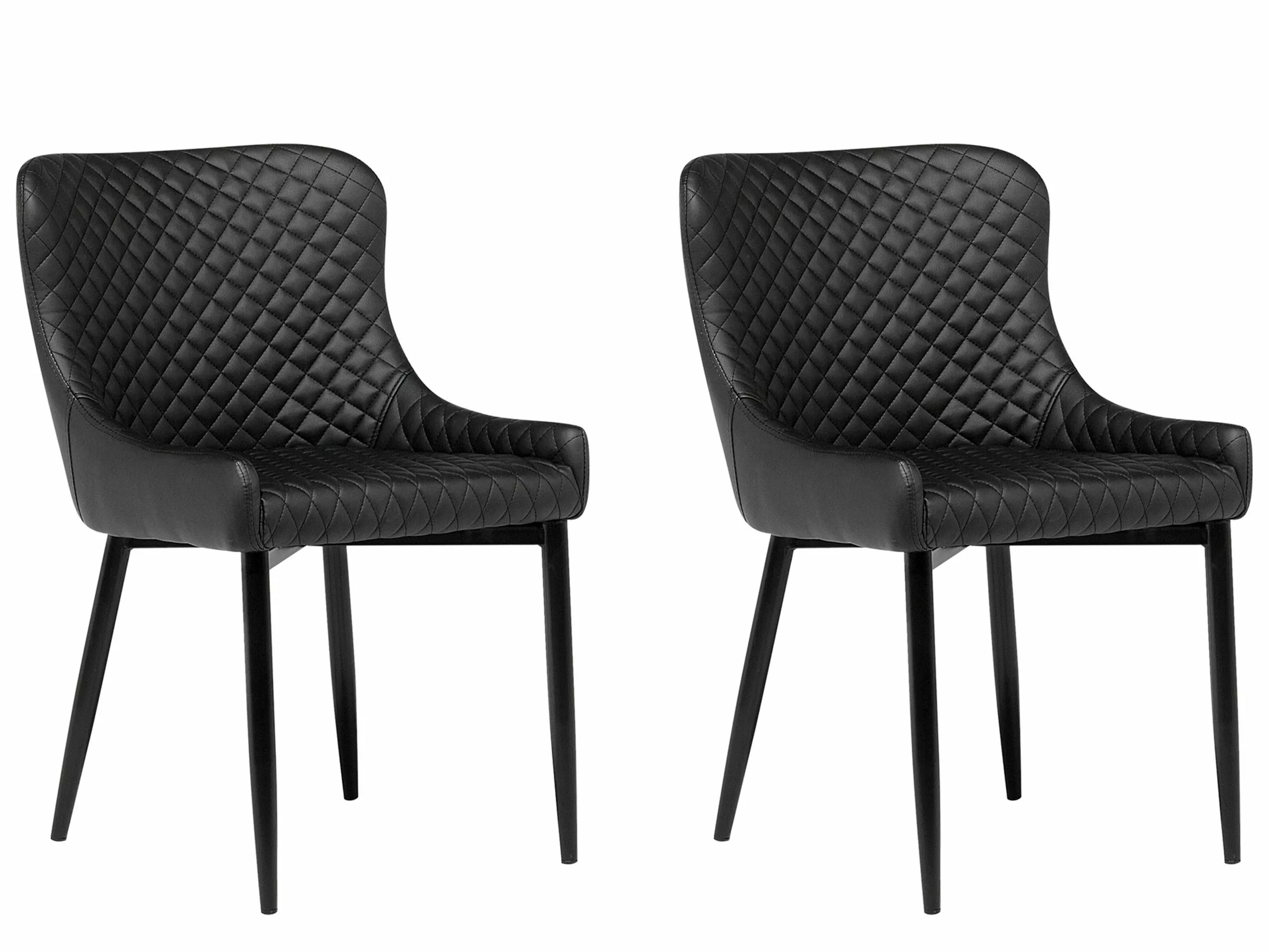 Beliani Conjunto De 2 Sillas De Comedor De Piel Sintética Negra SOLANO 3 Beliani Conjunto De 2 Sillas De Comedor De Piel Sintética Negra SOLANO