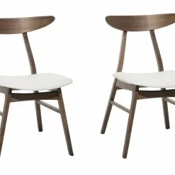 Beliani Conjunto De 2 Sillas De Comedor De Madera De Caucho Oscura/blanco LYNN