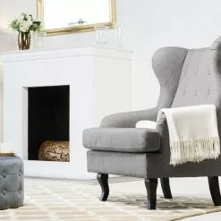 Beliani Sillón De Poliéster Gris/negro ALTA -Sillas Ventas undef src sa picid 704667 type whitesh image scaled