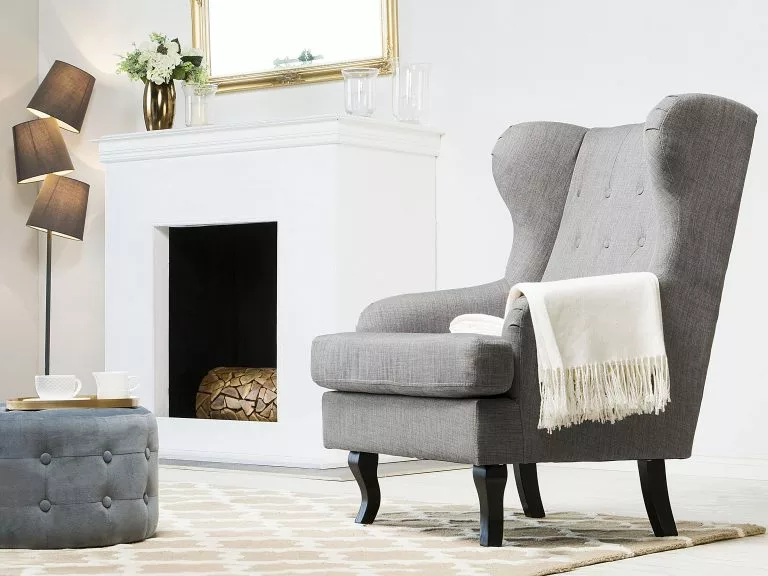 Beliani Sillón De Poliéster Gris/negro ALTA - Imagen 7