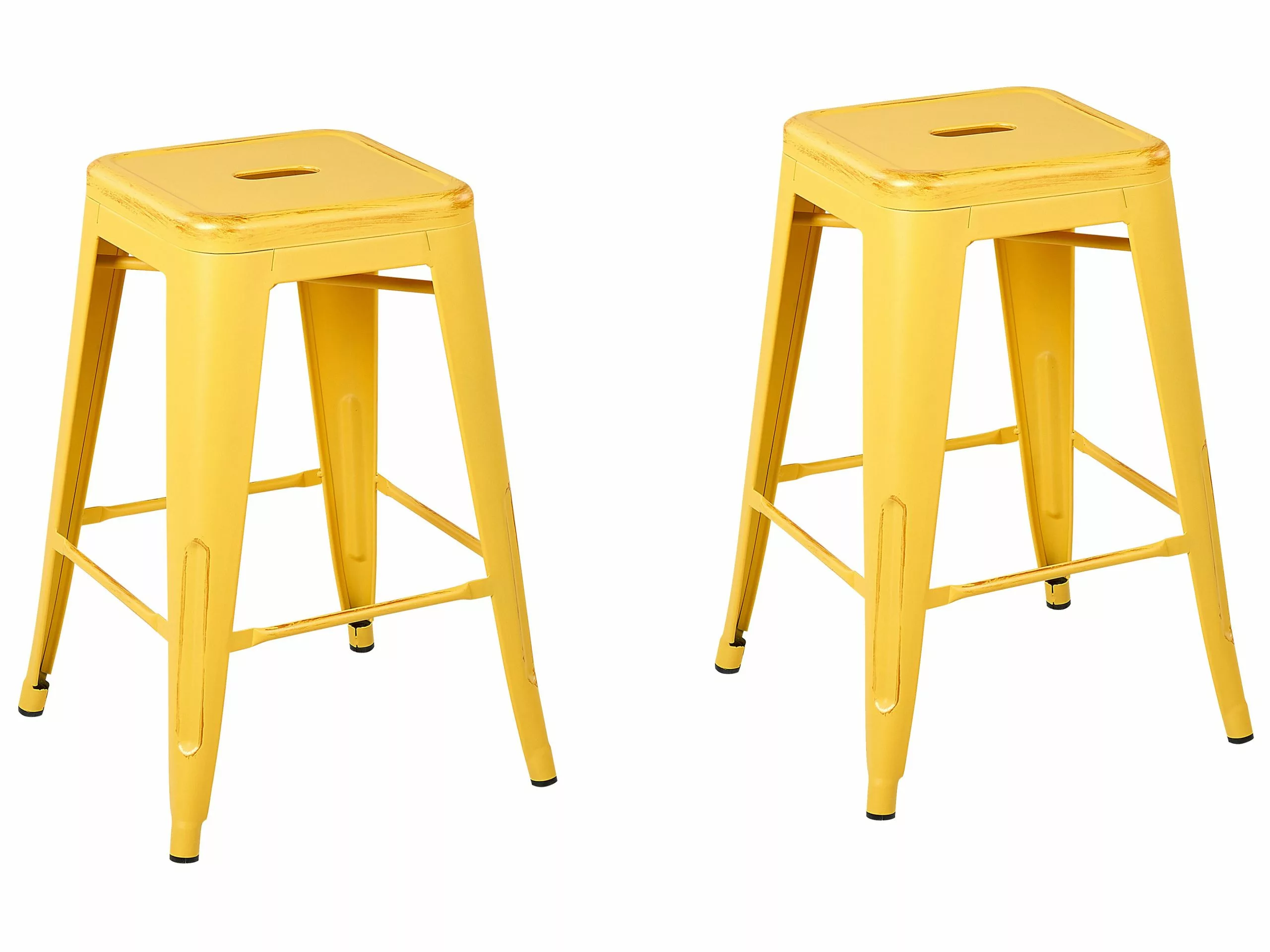 Beliani Conjunto De 2 Taburetes De Metal Amarillo/dorado 60 Cm CABRILLO