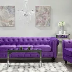 Beliani Sillón De Terciopelo Violeta/madera Oscura CHESTERFIELD 14 Beliani Sillón De Terciopelo Violeta/madera Oscura CHESTERFIELD -Sillas Ventas undef src sa picid 705641 type color image scaled