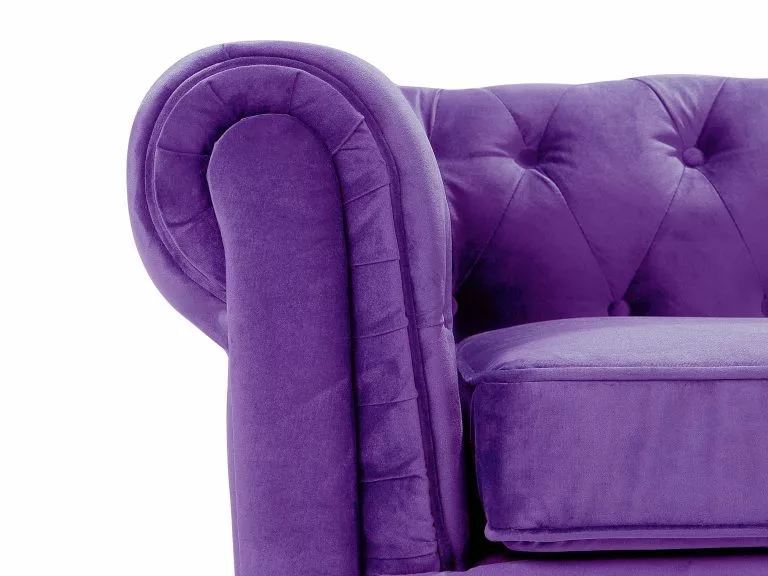 Beliani Sillón De Terciopelo Violeta/madera Oscura CHESTERFIELD 10 Beliani Sillón De Terciopelo Violeta/madera Oscura CHESTERFIELD - Imagen 8