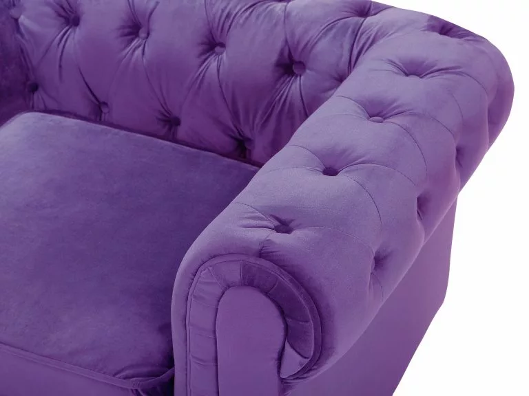 Beliani Sillón De Terciopelo Violeta/madera Oscura CHESTERFIELD 11 Beliani Sillón De Terciopelo Violeta/madera Oscura CHESTERFIELD - Imagen 9