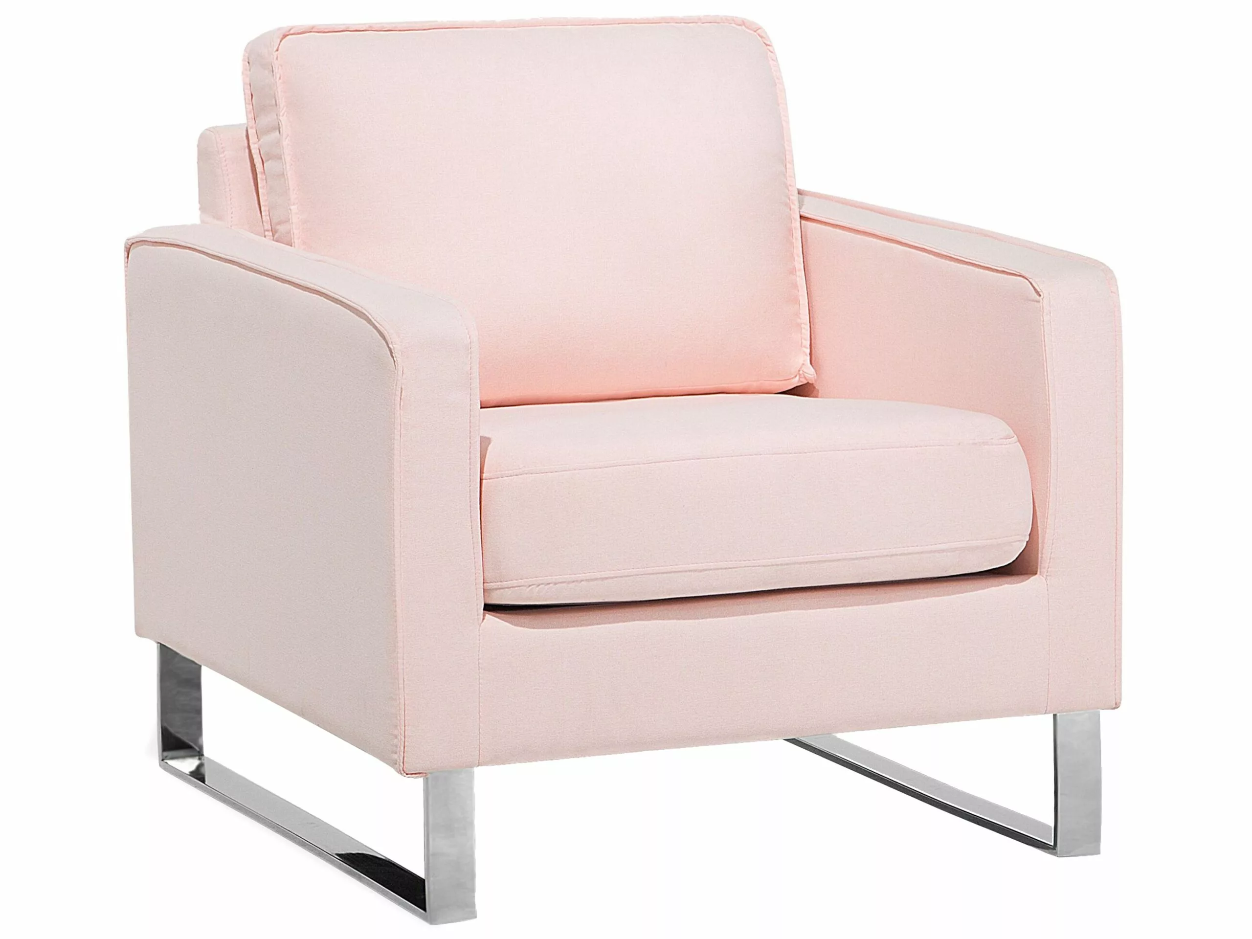 Beliani Sillón De Poliéster Rosa/plateado VIND