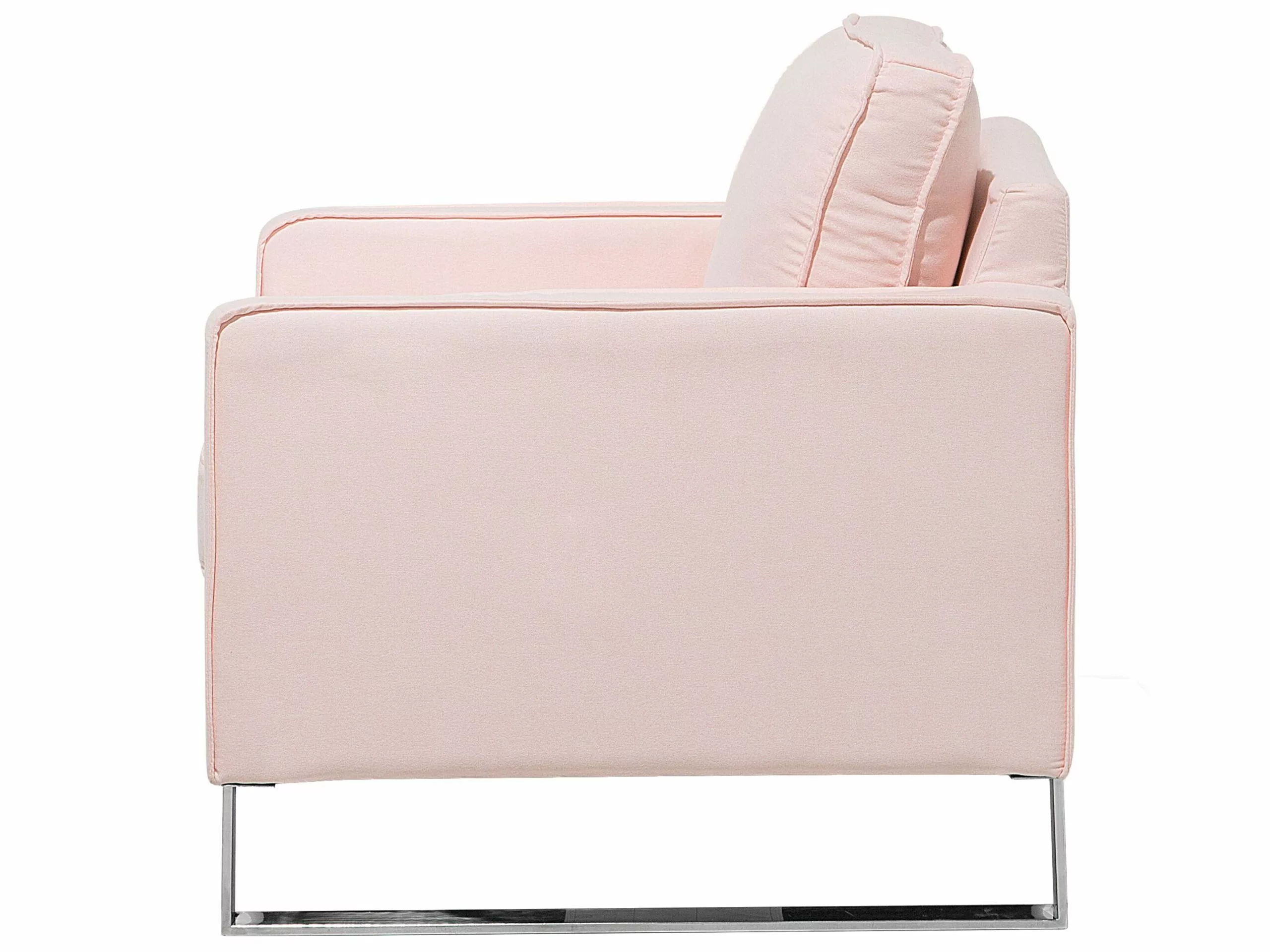 Beliani Sillón De Poliéster Rosa/plateado VIND - Imagen 4