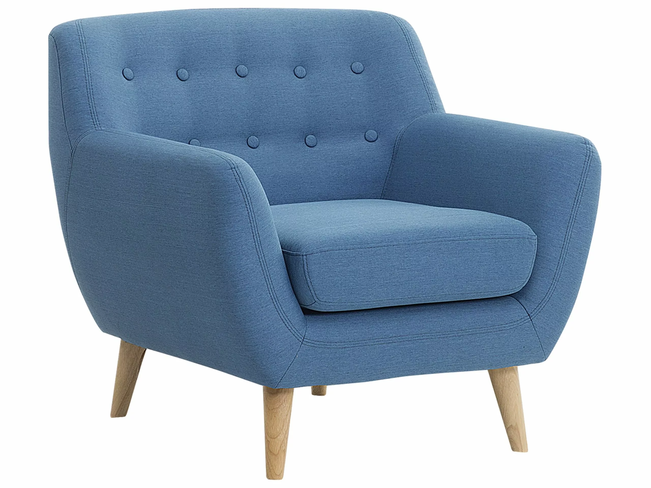 Beliani Sillón De Poliéster Azul/madera Clara MOTALA
