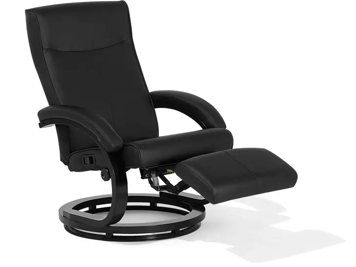 Beliani Sillón Reclinable En Piel Sintética Negro MIGHT - Imagen 4