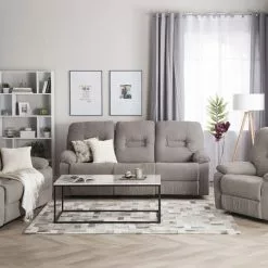 Beliani Sillón Reclinable De Poliéster Gris Pardo BERGEN -Sillas Ventas undef src sa picid 709742 type color image scaled