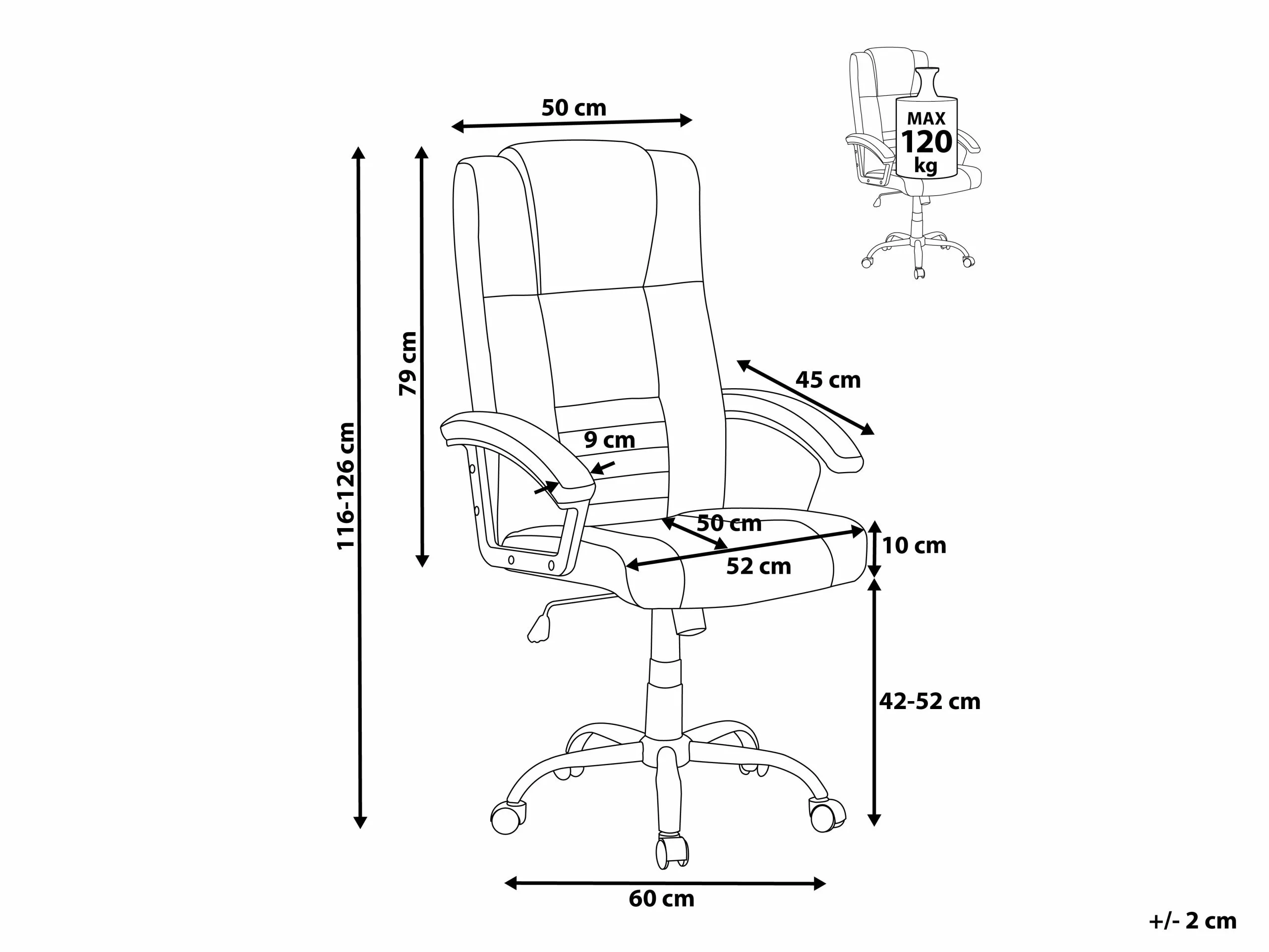 Beliani Silla De Oficina Reclinable De Piel Sintética Negra COMFORT 12 Beliani Silla De Oficina Reclinable De Piel Sintética Negra COMFORT - Imagen 10
