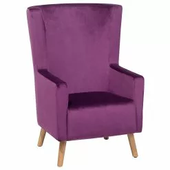 Beliani Sillón De Terciopelo Violeta/madera Clara ONEIDA