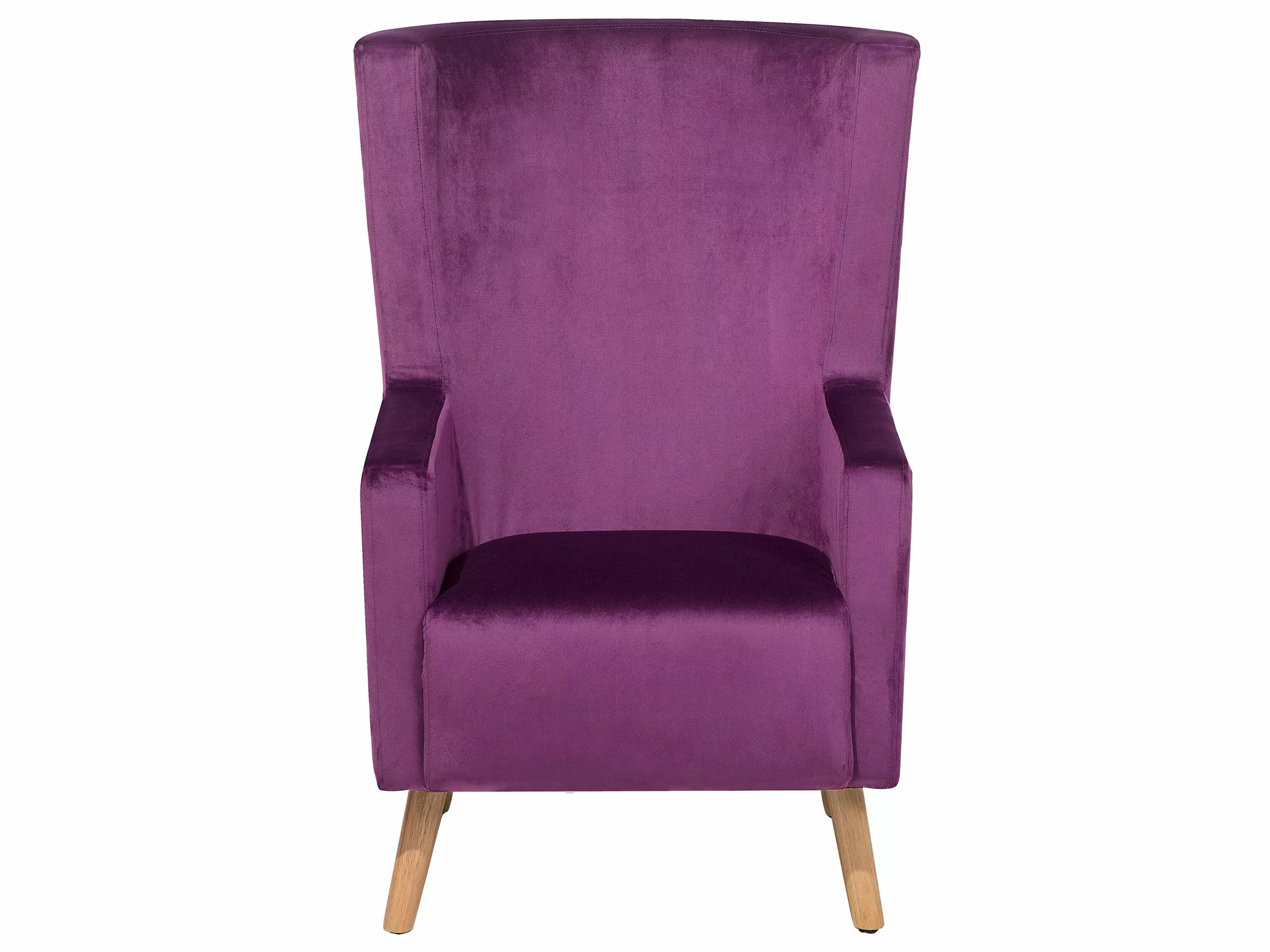 Beliani Sillón De Terciopelo Violeta/madera Clara ONEIDA - Imagen 3