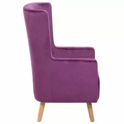 Beliani Sillón De Terciopelo Violeta/madera Clara ONEIDA -Sillas Ventas undef src sa picid 710523 type whitesh image scaled