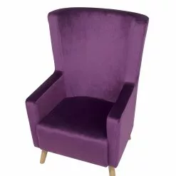 Beliani Sillón De Terciopelo Violeta/madera Clara ONEIDA -Sillas Ventas undef src sa picid 710525 type whitesh image scaled