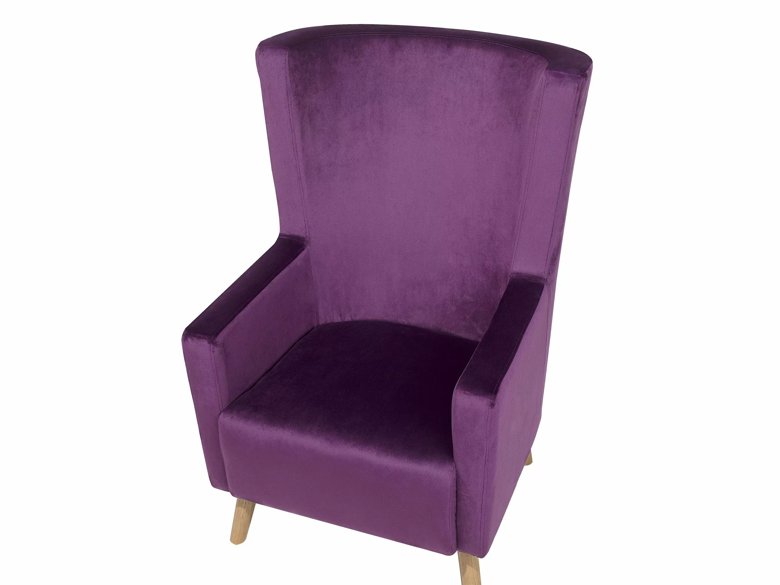Beliani Sillón De Terciopelo Violeta/madera Clara ONEIDA - Imagen 6