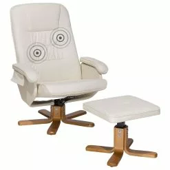 Beliani Sillón De Masaje De Piel Sintética Beige Crema/madera Clara RELAXPRO
