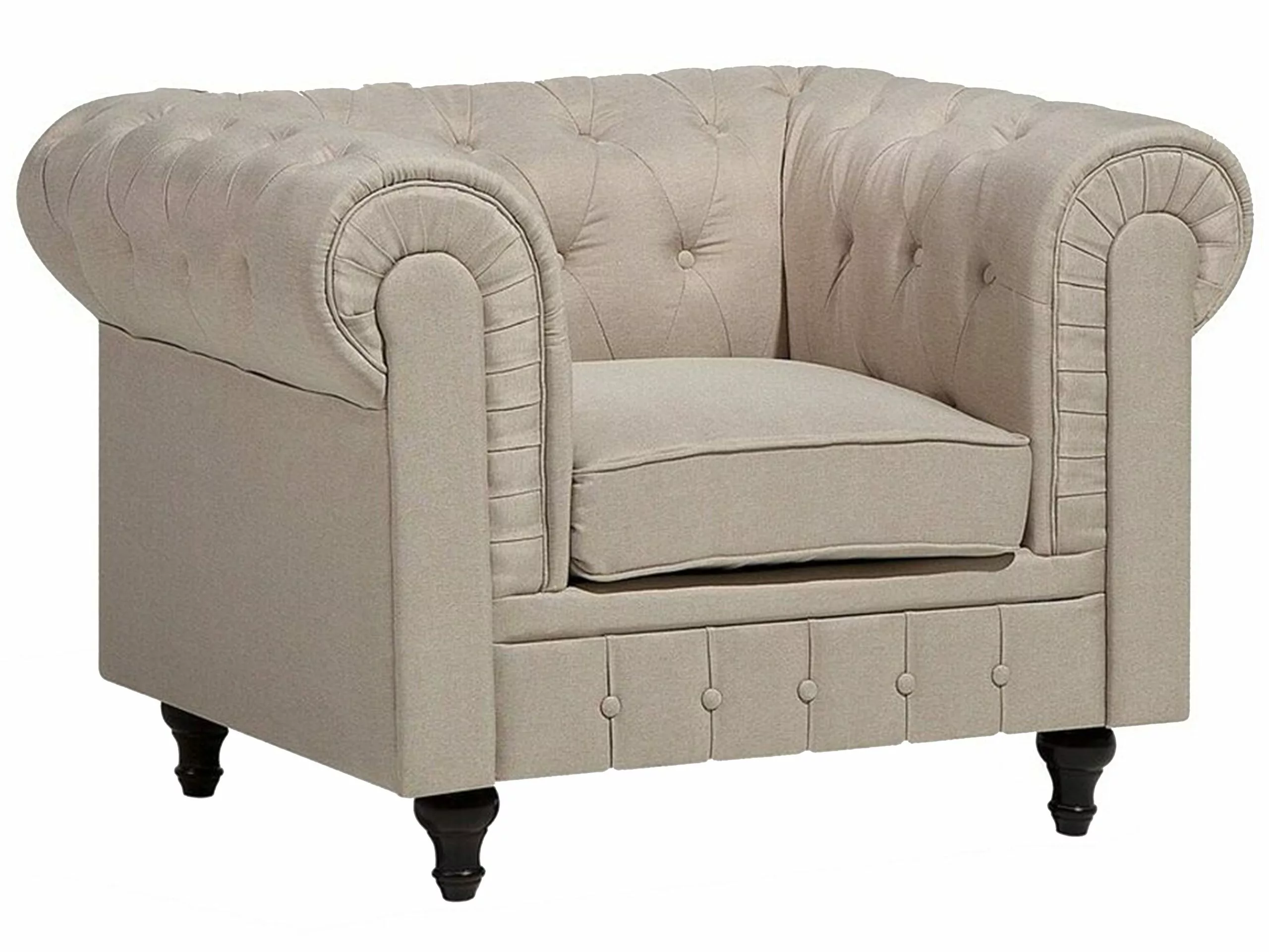 Beliani Sillón Tapizado Beige CHESTERFIELD
