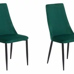 Beliani Conjunto De 2 Sillas De Comedor De Terciopelo Verde Esmeralda/negro CLAYTON