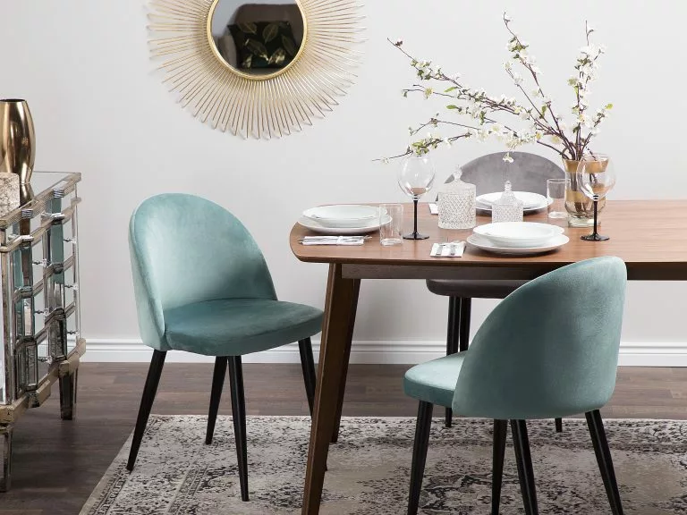 Beliani Conjunto De 2 Sillas De Comedor De Terciopelo Verde Menta/negro VISALIA - Imagen 2