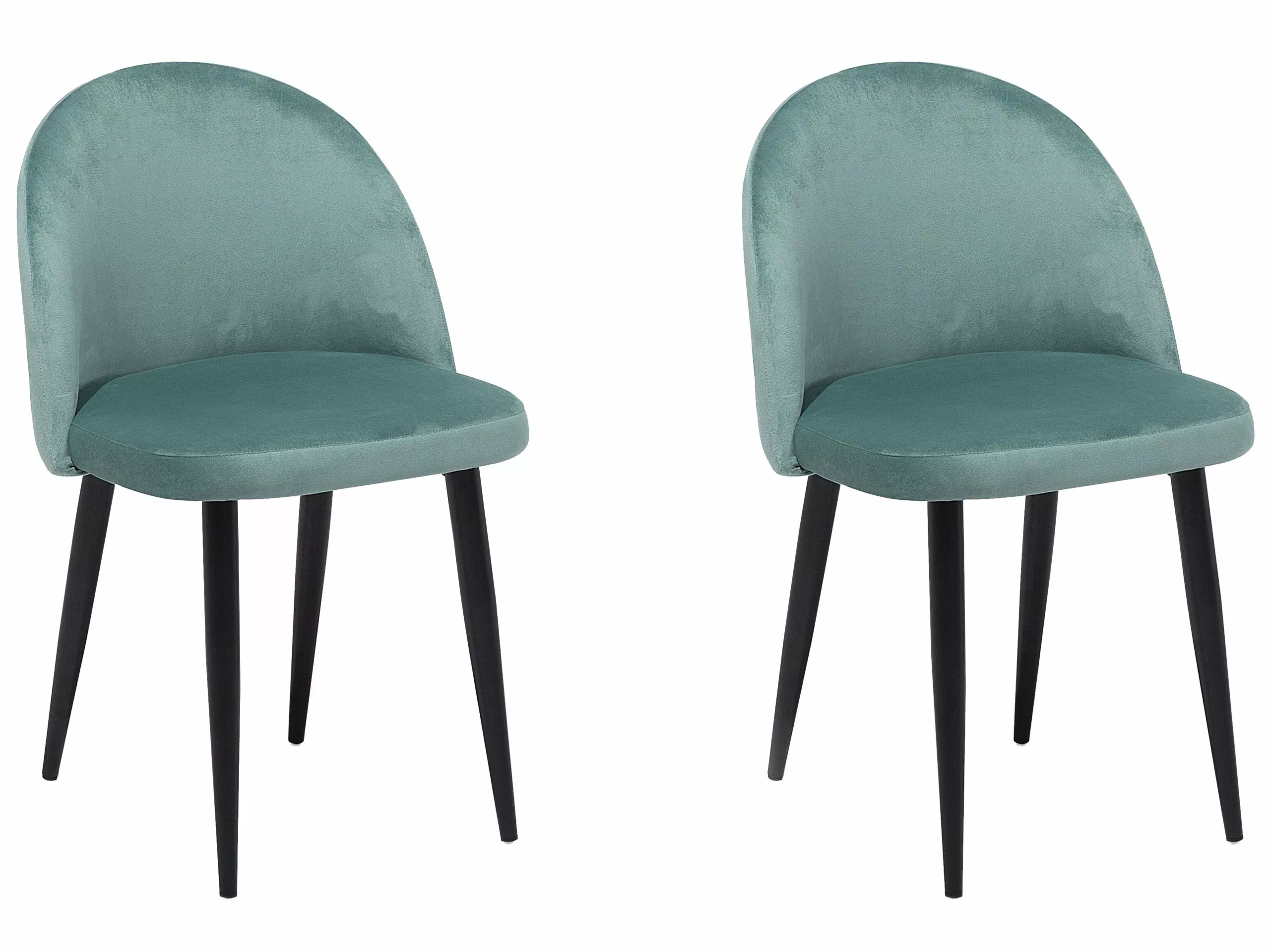 Beliani Conjunto De 2 Sillas De Comedor De Terciopelo Verde Menta/negro VISALIA