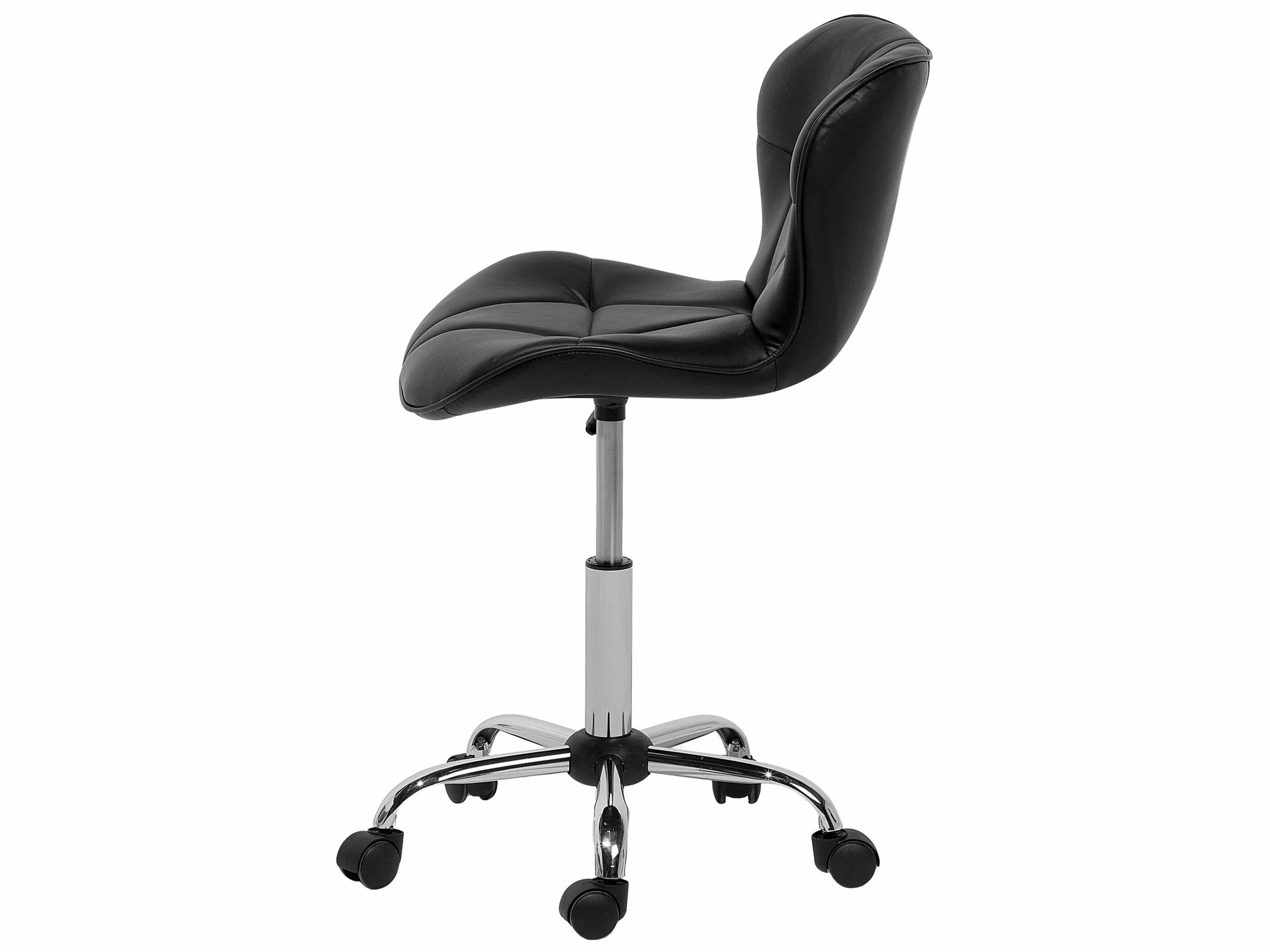 Beliani Silla De Oficina De Piel Sintética Negro/plateado VALETTA - Imagen 4