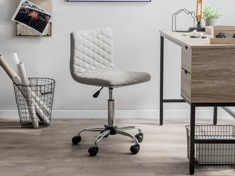 Beliani Silla De Oficina De Poliéster Beige Claro/plateado ORLANDO 4 Beliani Silla De Oficina De Poliéster Beige Claro/plateado ORLANDO - Imagen 2