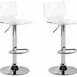 Beliani Conjunto De 2 Taburetes De Bar En Blanco Transparente MALTA