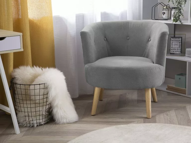 Beliani Sillón Tapizado Gris Claro ODENZEN 4 Beliani Sillón Tapizado Gris Claro ODENZEN - Imagen 2