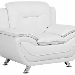 Beliani Sillón En Piel Sintética En Blanco LEIRA