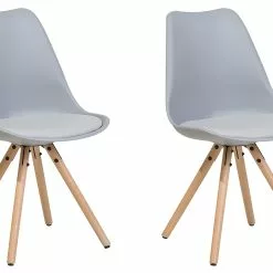 Beliani Conjunto De 2 Sillas De Comedor Gris Claro/madera Clara DAKOTA