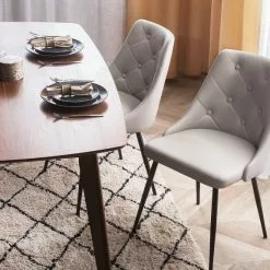 Beliani Conjunto De 2 Sillas De Comedor De Piel Sintética Gris Claro/negro VALERIE -Sillas Ventas undef src sa picid 712759 type color image scaled