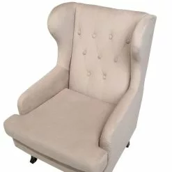Beliani Sillón De Terciopelo Beige/madera Oscura ALTA -Sillas Ventas undef src sa picid 712796 type whitesh image scaled