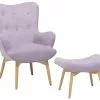 Beliani Sillón De Terciopelo Violeta Con Reposapiés VEJLE