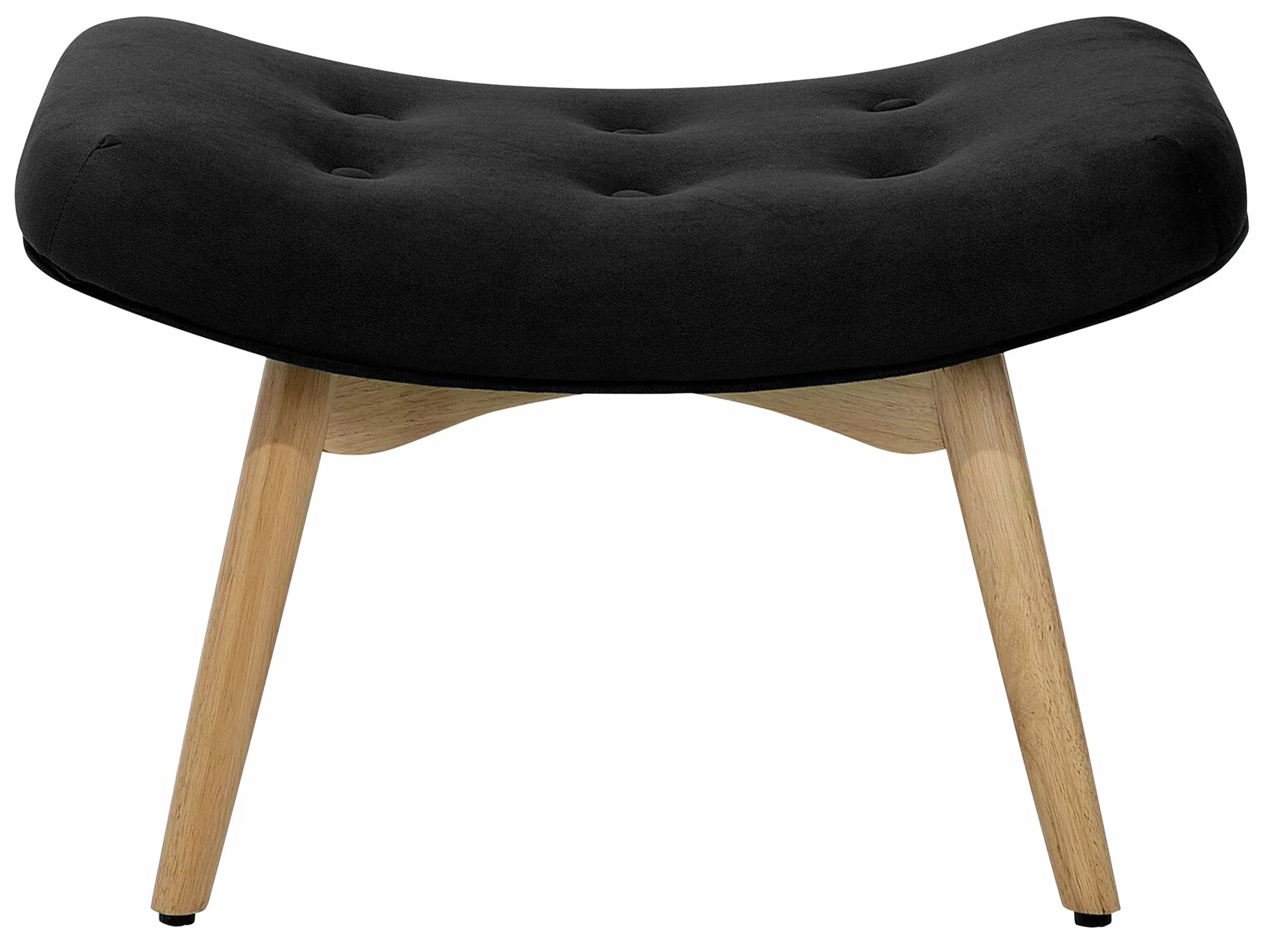 Beliani Sillón De Terciopelo Negro Con Reposapiés VEJLE - Imagen 8