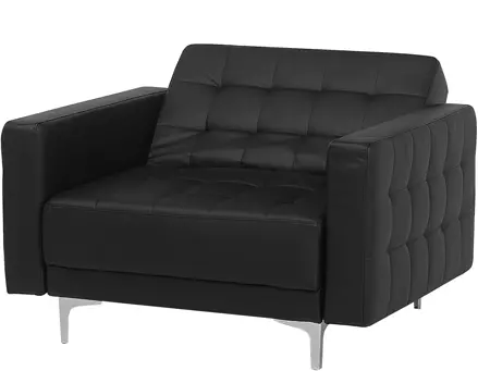 Beliani Sillón En Piel Sintética Negro ABERDEEN - Imagen 5