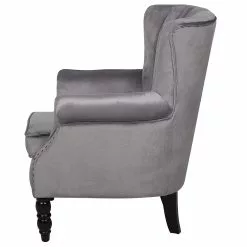Beliani Sillón De Terciopelo Gris SVEDALA -Sillas Ventas undef src sa picid 716288 type whitesh image scaled