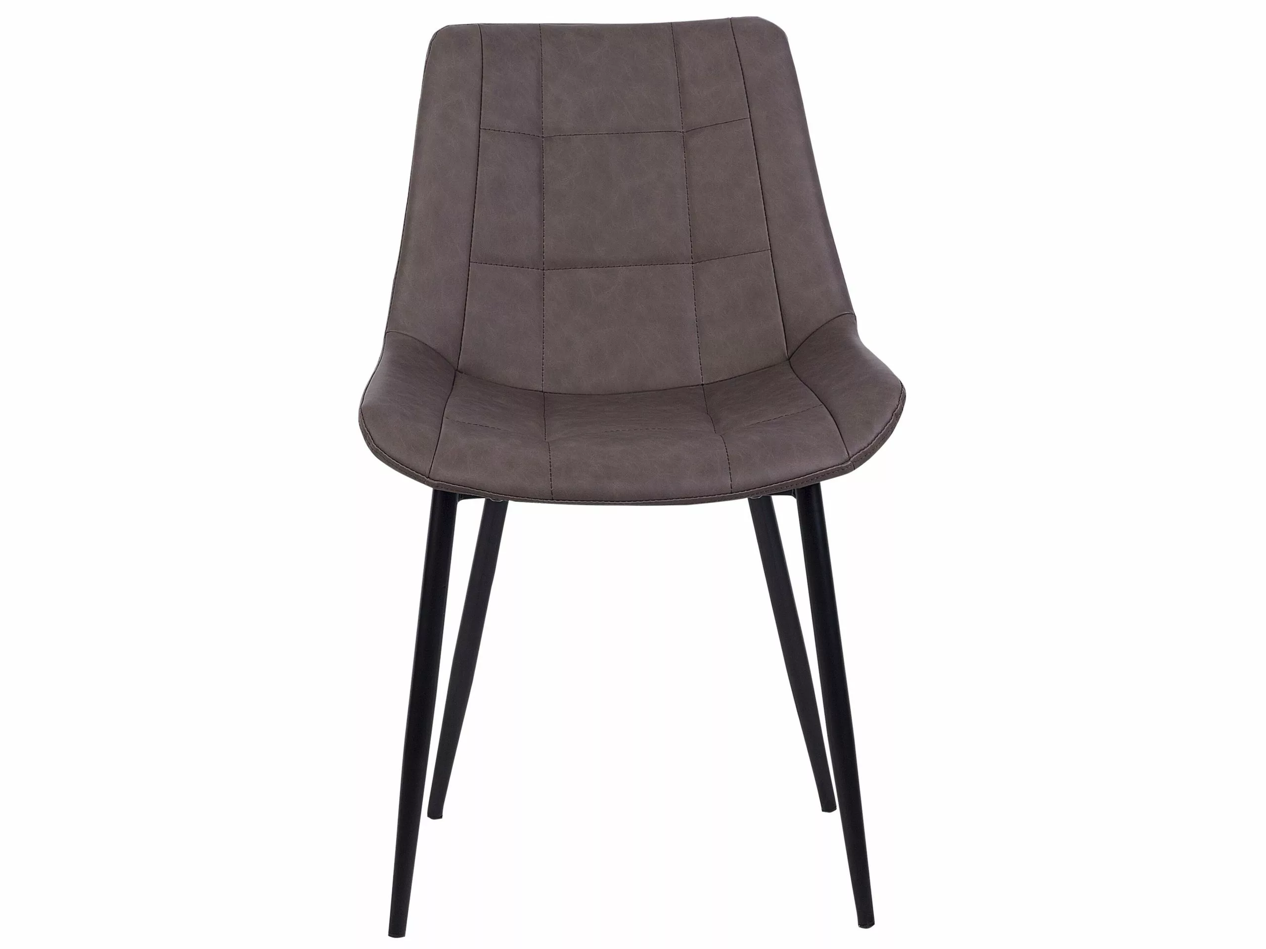 Beliani Conjunto De 2 Sillas De Comedor De Piel Sintética Marrón Oscuro/negro MELROSE - Imagen 4