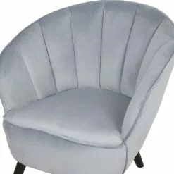 Beliani Sillón De Terciopelo Gris DALA -Sillas Ventas undef src sa picid 716807 type whitesh image scaled