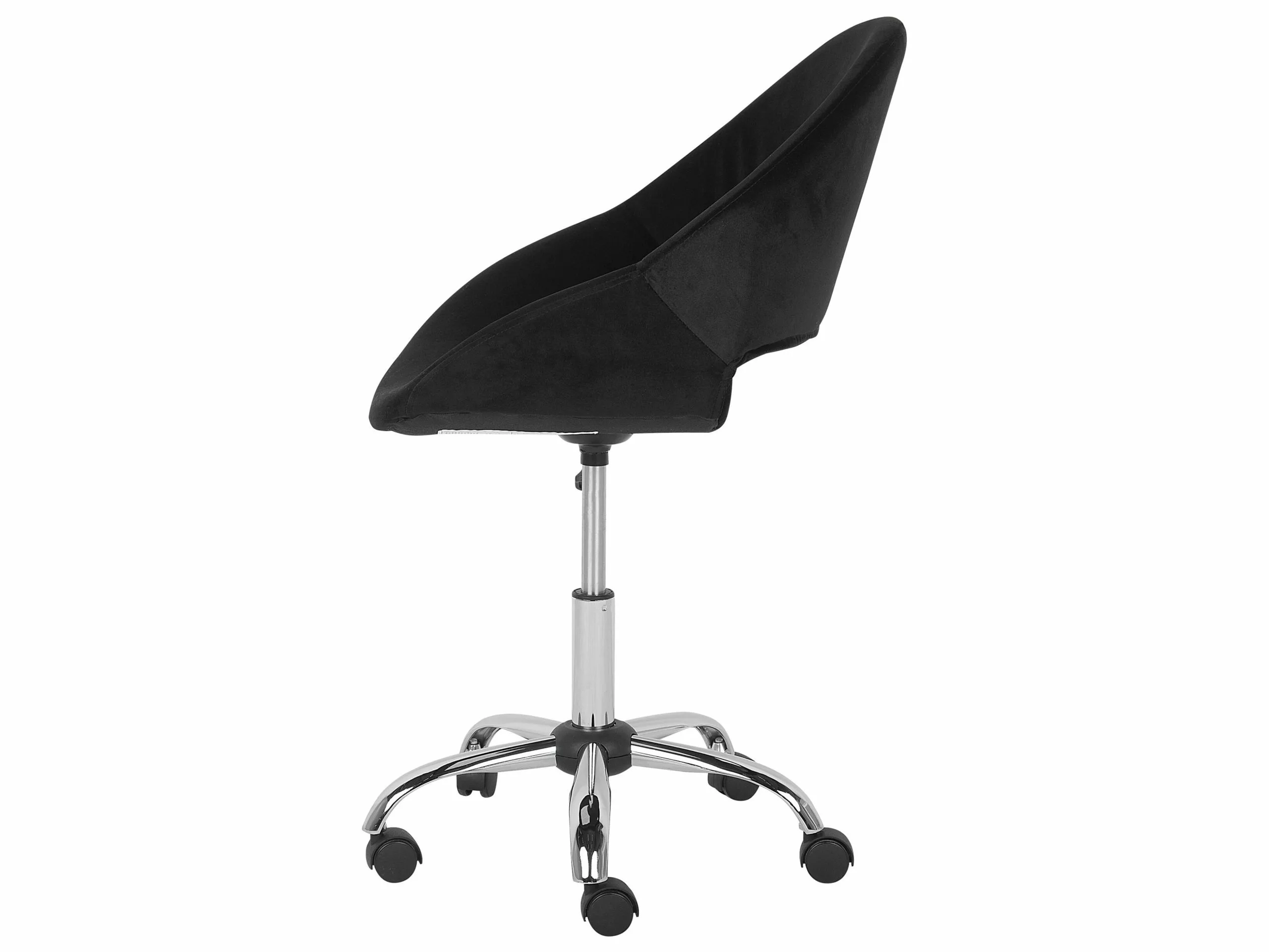 Beliani Silla De Oficina De Terciopelo Negro/plateado SELMA - Imagen 6