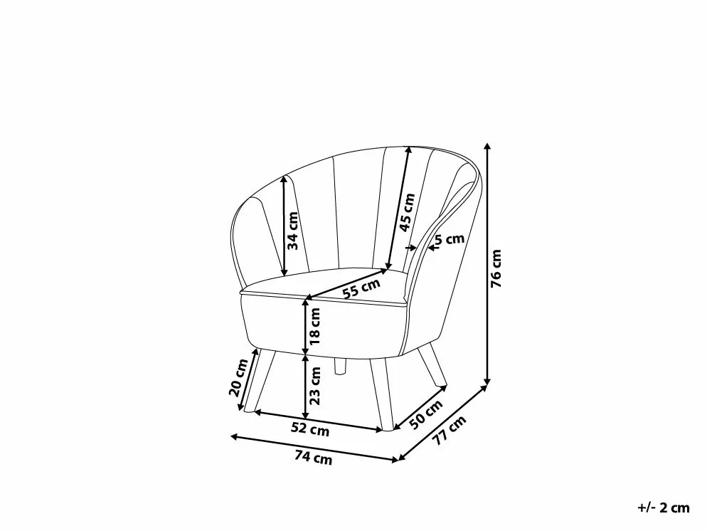 Beliani Sillón De Terciopelo Rosa DALA - Imagen 10
