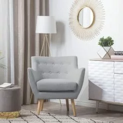 Beliani Sillón Gris DRAMMEN -Sillas Ventas undef src sa picid 719791 type color image scaled