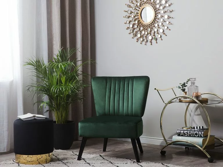 Beliani Sillón De Terciopelo Verde VAASA - Imagen 2