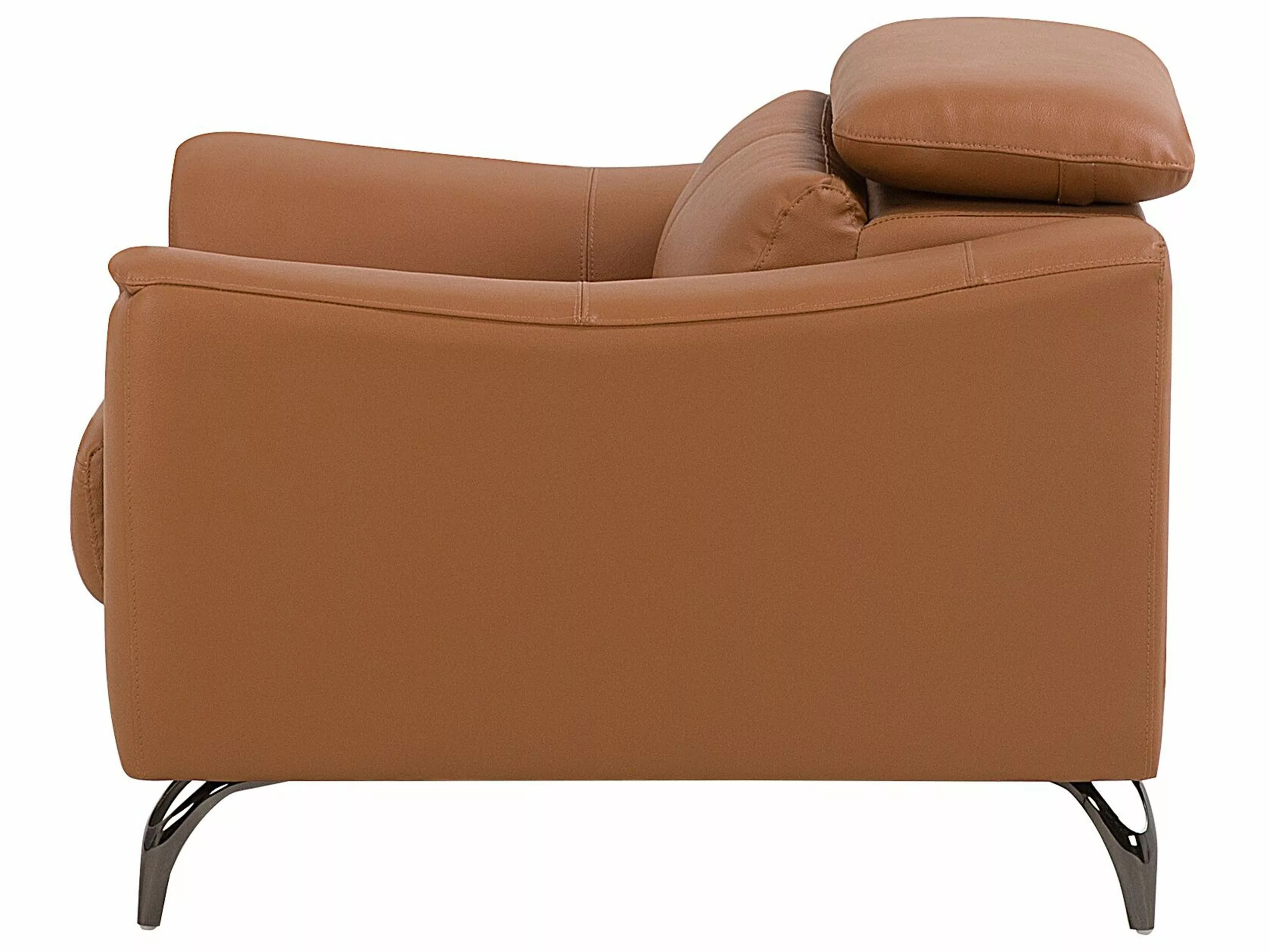 Beliani Sillón De Piel Marrón Dorado NARWIK - Imagen 6