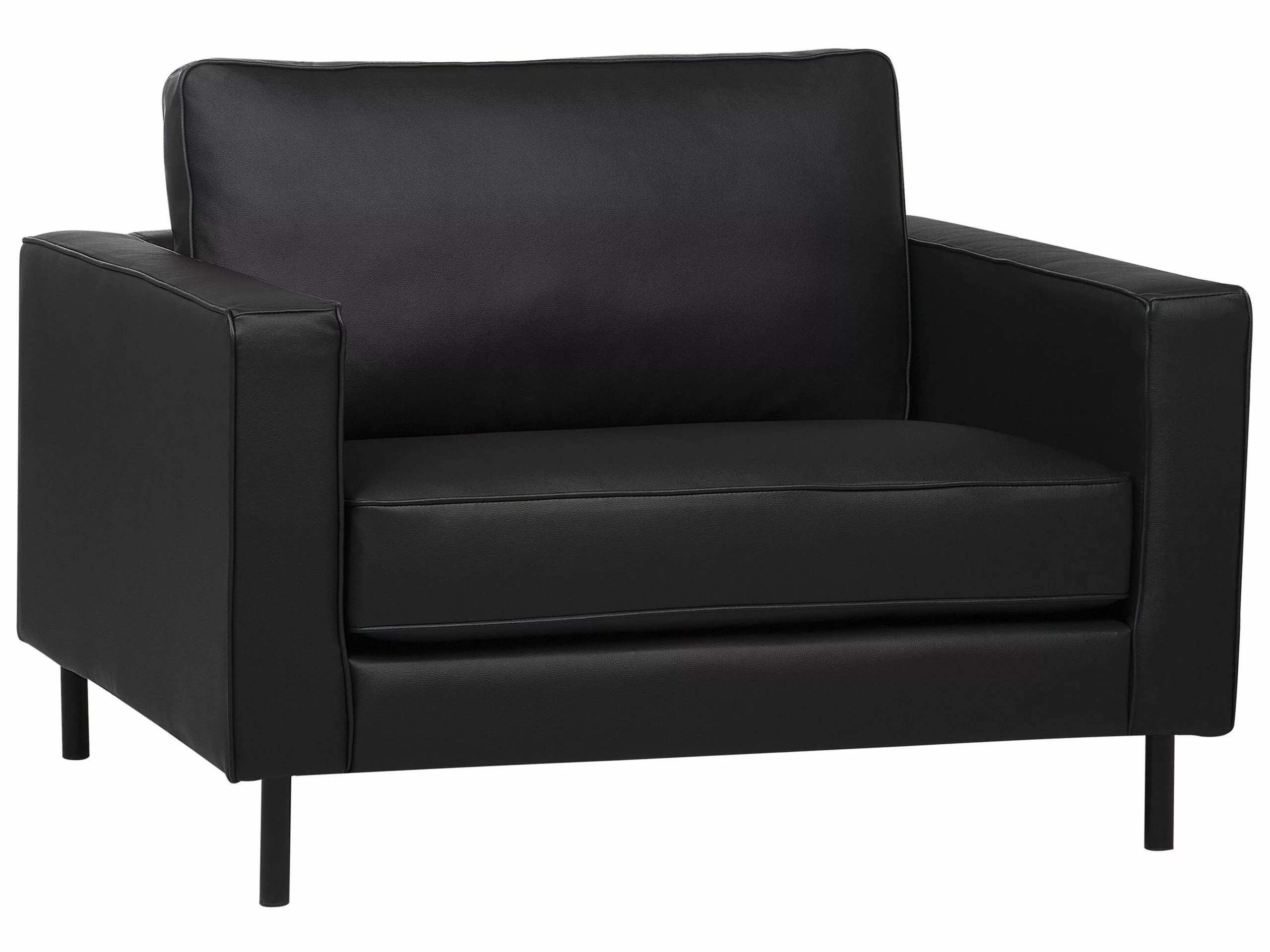 Beliani Sillón De Piel Negra SAVALEN